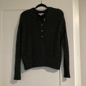 Navy Marled Button Up Sweater